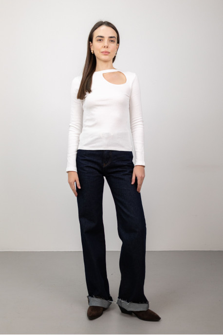 ЛОНГСЛІВ ТРИКОТАЖНИЙ З ВИРІЗОМ LS002