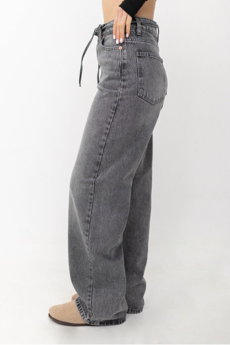 ДЖИНСИ WIDE LEG З ПОЯСОМ СІРИЙ WL 542