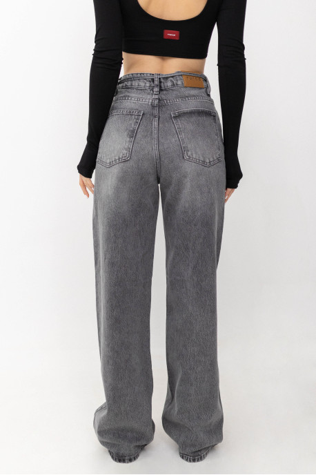 ДЖИНСИ WIDE LEG З ПОЯСОМ СІРИЙ WL 542