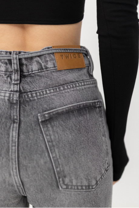 ДЖИНСИ WIDE LEG З ПОЯСОМ СІРИЙ WL 542