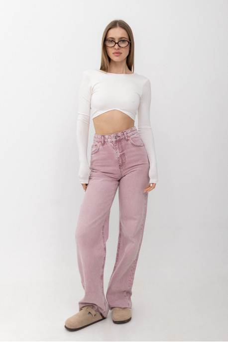 ДЖИНСИ WIDE LEG РОЖЕВИЙ WL 557