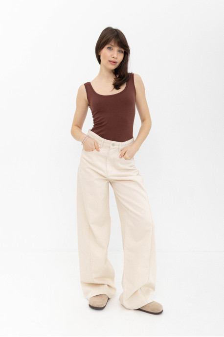 ДЖИНСИ WIDE LEG З ШВОМ СВІТЛИЙ БЕЖ WL 551