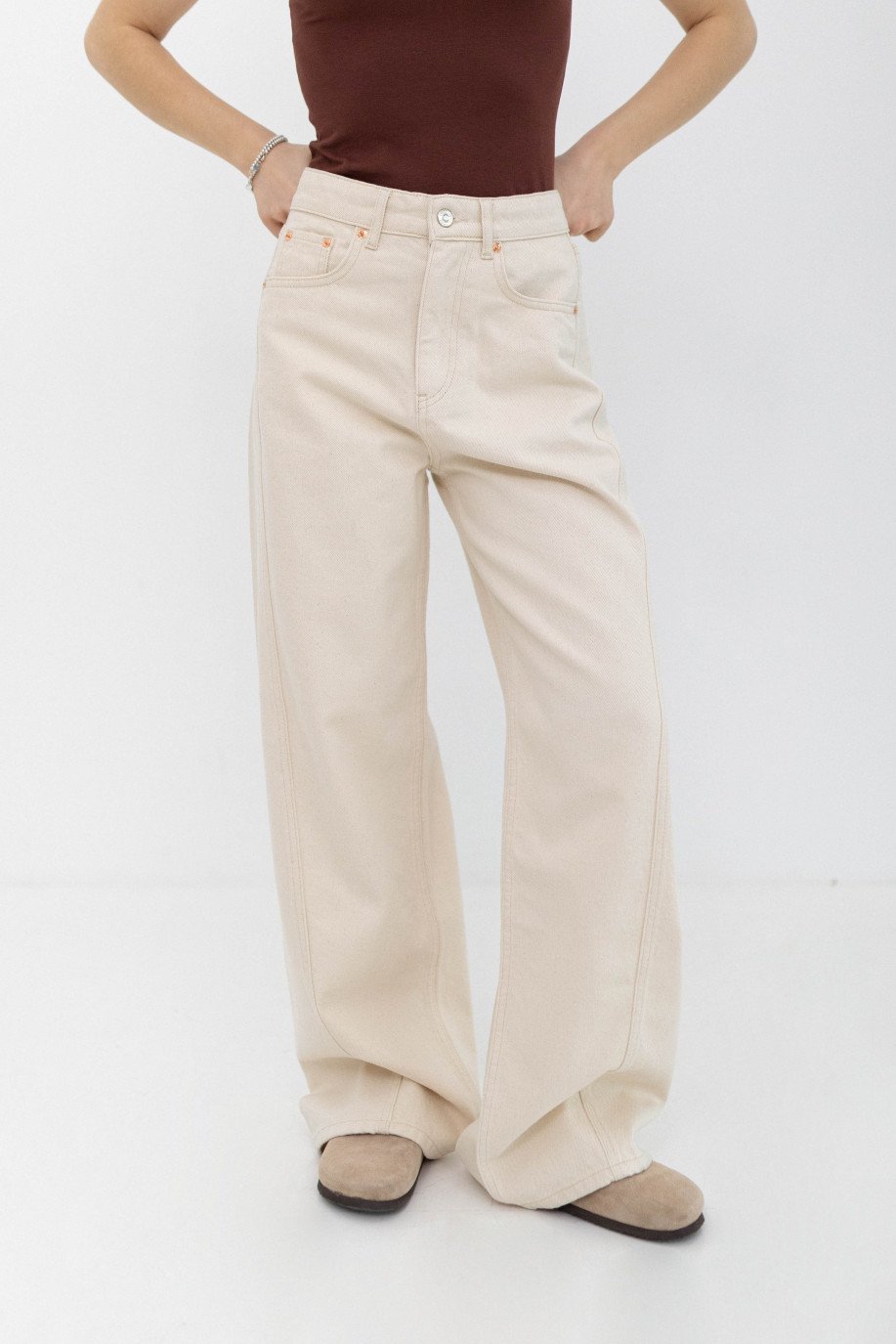 ДЖИНСИ WIDE LEG З ШВОМ СВІТЛИЙ БЕЖ WL 551