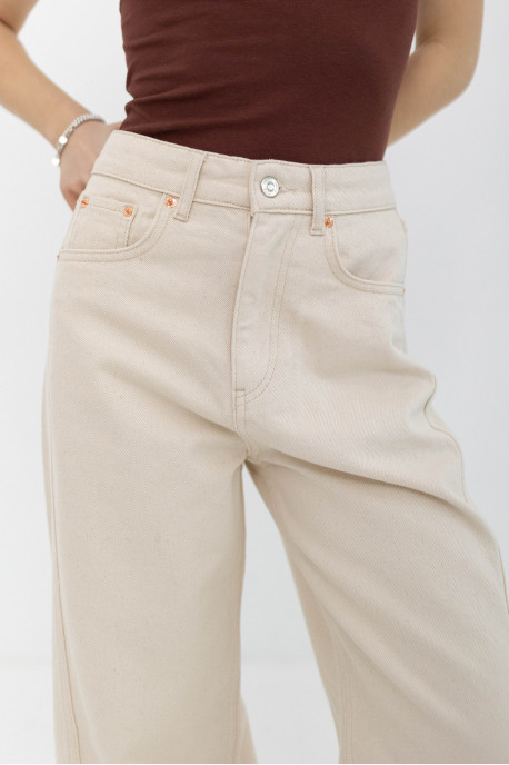 ДЖИНСИ WIDE LEG З ШВОМ СВІТЛИЙ БЕЖ WL 551