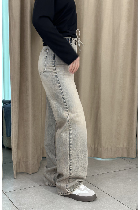 ДЖИНСИ WIDE LEG З ПОЯСОМ БЛАКИТНИЙ ВІНТАЖНИЙ WL 536