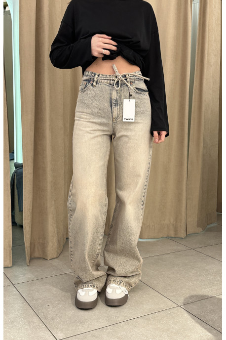 ДЖИНСИ WIDE LEG З ПОЯСОМ БЛАКИТНИЙ ВІНТАЖНИЙ WL 536