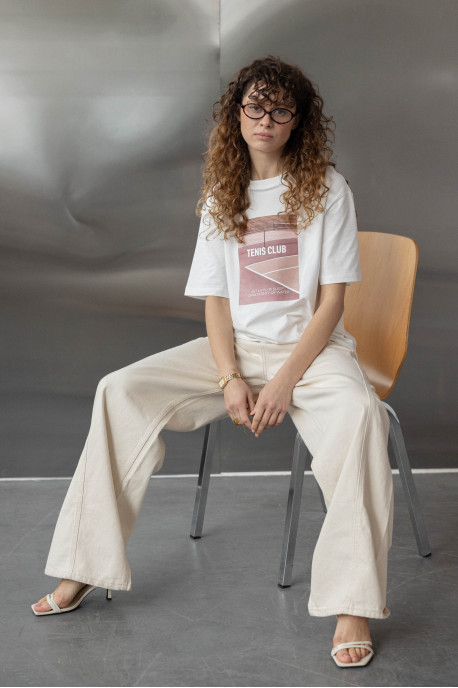 ДЖИНСИ WIDE LEG З ШВОМ СВІТЛИЙ БЕЖ WL 551