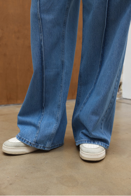 ДЖИНСИ WIDE LEG СИНІ З АКЦЕНТНИМИ ШВАМИ WL 591
