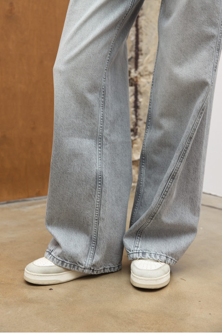 ДЖИНСИ WIDE LEG СІРІ З ШВАМИ WL 588