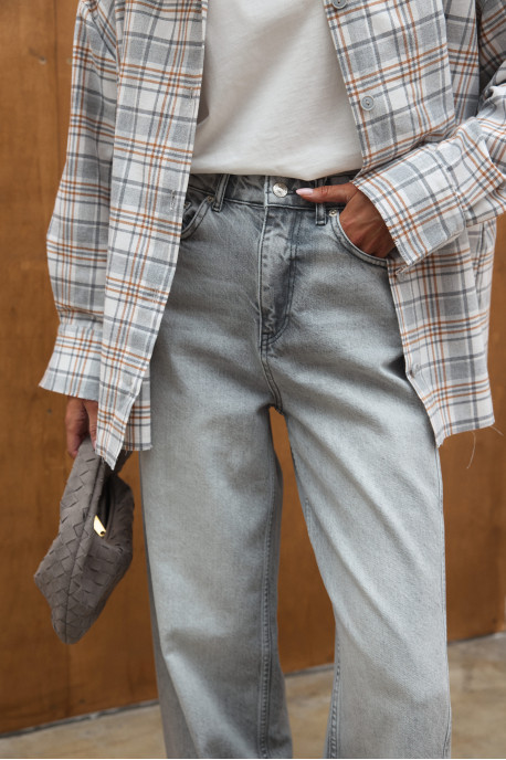 ДЖИНСИ WIDE LEG СІРІ З ШВАМИ WL 588