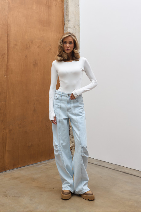 ДЖИНСИ WIDE LEG З ДЕКОРАТИВНИМИ ШВАМИ БЛАКИТНИЙ WL 596