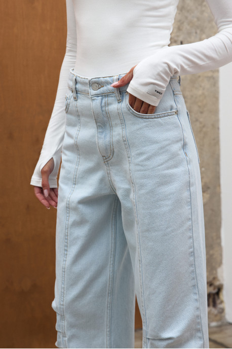 ДЖИНСИ WIDE LEG З ДЕКОРАТИВНИМИ ШВАМИ БЛАКИТНИЙ WL 596