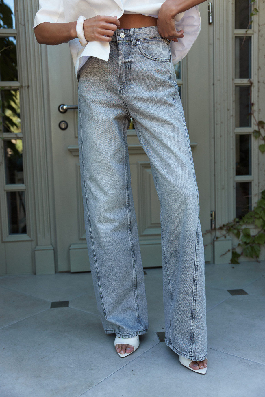 ДЖИНСИ WIDE LEG СІРІ З ШВАМИ WL 588