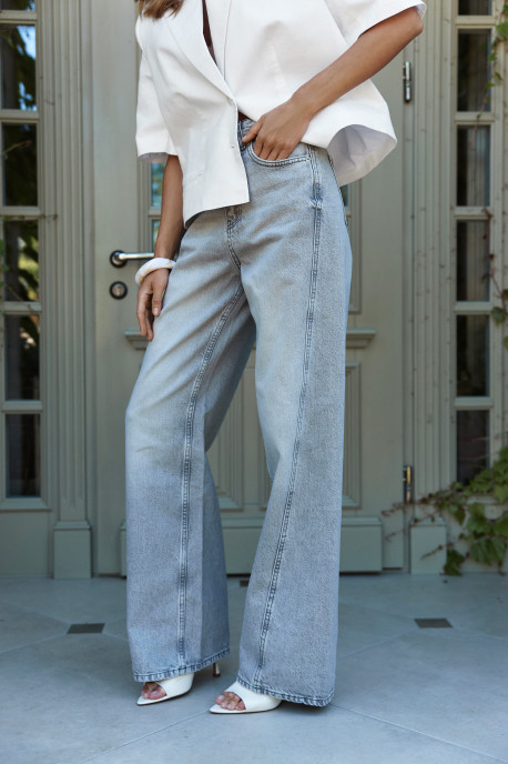 ДЖИНСИ WIDE LEG СІРІ З ШВАМИ WL 588