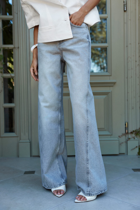ДЖИНСИ WIDE LEG СІРІ З ШВАМИ WL 588